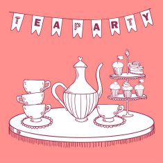 Vintage tea party invitation N2