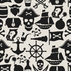 Seamless pattern on pirate theme with objects and elements N3