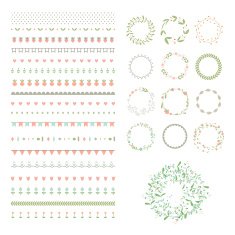 Floral decor set Different brushes dividers wreaths