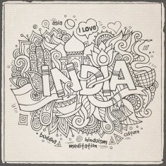 India hand lettering and doodles elements background N4