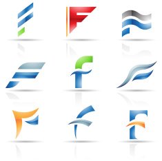 Abstract icons for letter F