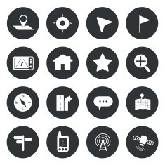 Map navigation icons set vector