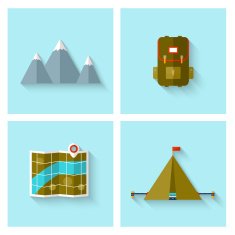 Camping adventure icons set (flat design) N5