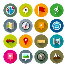 Maps and navigation icons &ndash; Fllate series