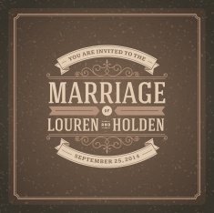 Wedding invitation card template vector vintage background N53