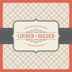 Wedding invitation card template vector vintage background N54