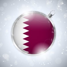 Merry Christmas Silver Ball with Flag Qatar N4