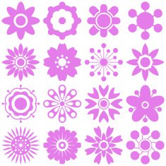 set of stylized vector flowers