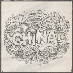China hand lettering and doodles elements background N3