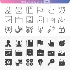 Business and office line icon set