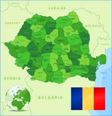 Romania - green highly detailed map