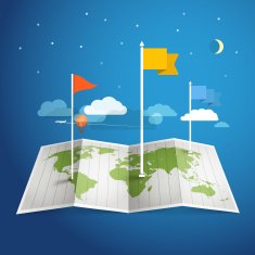 World map with different marks N3