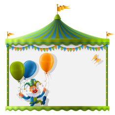 Circus Tent Sign with Happy Clown