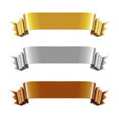 Set of Gold Silver and Bronze Ribbons N3