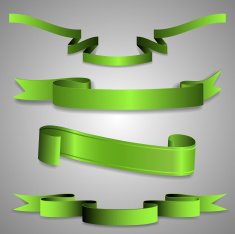 Set of 3D Paper Cut Curled Ribbons Clip-Art