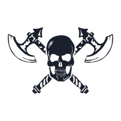 Skull with Crossed Axes isolated on white Vector N3