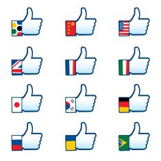 social media like icon with different nationality
