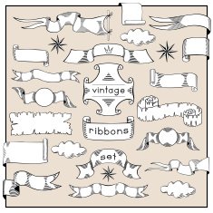 Retro Banners And Ribbons Set