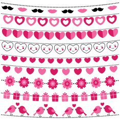 Valentine bunting flags set
