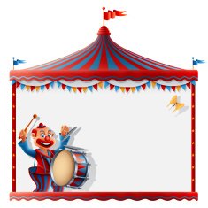 Circus Tent Sign with Drummer Clown