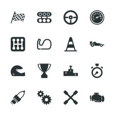 Motor Racing Silhouette Icons