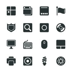 Computer System Silhouette Icons