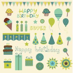 Retro Birthday Celebration Elements N2