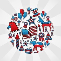 USA elections icon set circle