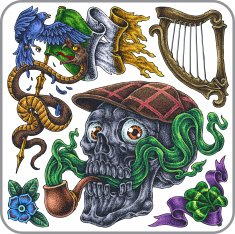 Hand-drawn vector tattoo set symbolic collection