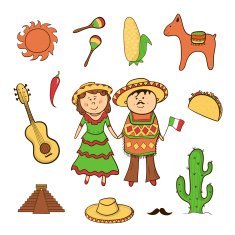 Mexican icon vector set N2