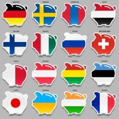 Flags and piggy banks first set