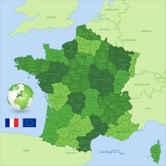 France Green Administrative Map