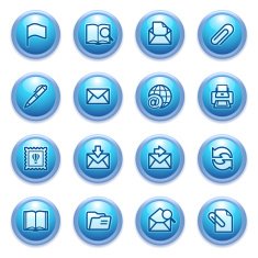 E-mail icons on blue buttons