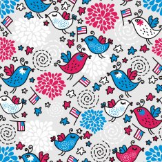 Seamless pattern of Independence Day with birds