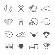 Baseball Sport Icons Vector with White Background