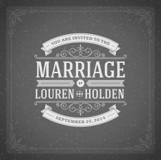 Wedding invitation card template vector vintage background N56
