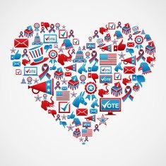 USA elections icons heart shape