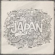 Japan hand lettering and doodles elements background N3