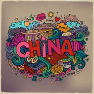 China hand lettering and doodles elements background N4