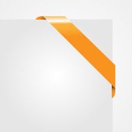 Decorative orange corner ribbon on blank paper card vector N2