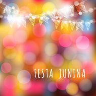Brazilian june party vector background lights and flags