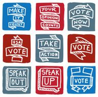 Voting opinion and election icon block icons set