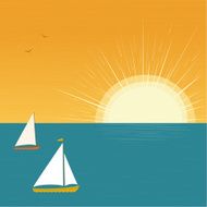 Sailboats at sunset
