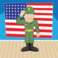 Patriotic Soldier Vector Cartoon Illustration