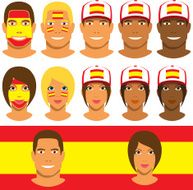 Spanish fans patriot with flag of Spain