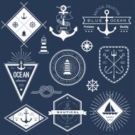 Set of nautical logos badges and labels N8