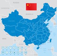 China map - regions cities and navigation icons