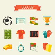 Soccer (football) icon set in flat design style N3