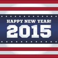New Year card design Retro style USA flag colors 2015