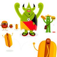 German sausage soccer team characters